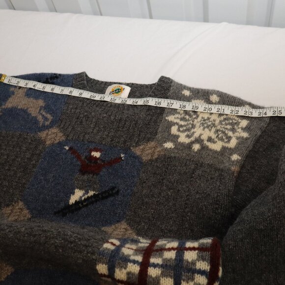 Field Gear Vintage Men's Sweater Winter Ski Theme 100% Wool Size Large Tall Gray - Picture 5 of 7